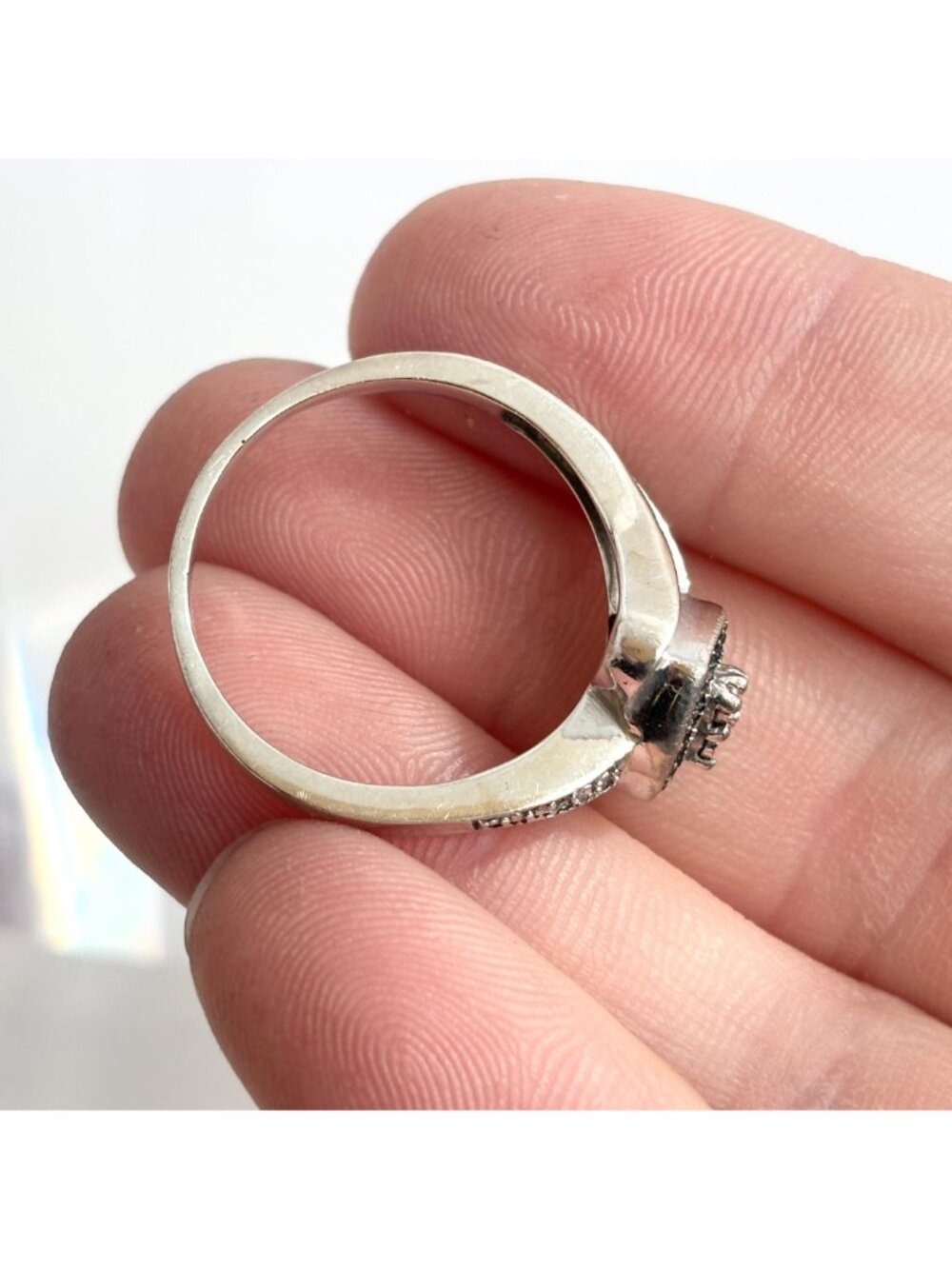 Bypass Shank Heart Shaped CZ Gemstone Sterling Silver 925 Vintage Ring - sz 9.75 - Picture 9 of 14